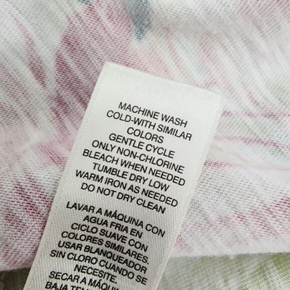 Chico's Tee Womens Size 1 Medium Floral Jungle Games Farren 3/4 Sleeve Grommets - Picture 9 of 10